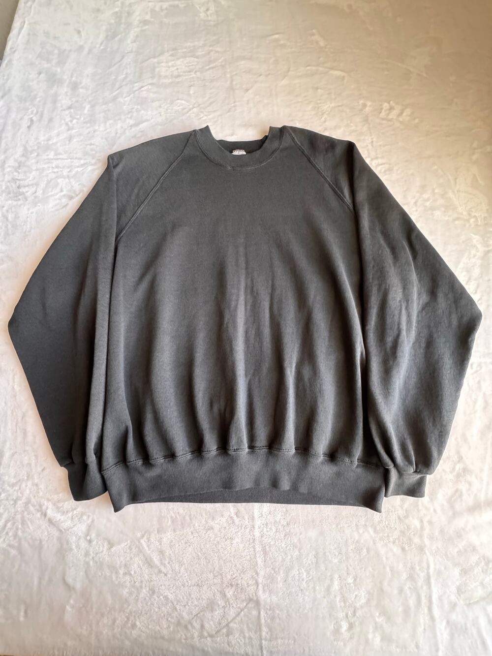 Vintage Jerzees Blank Crewneck Sweatshirt Made in USA Mens 3XL Black Raglan